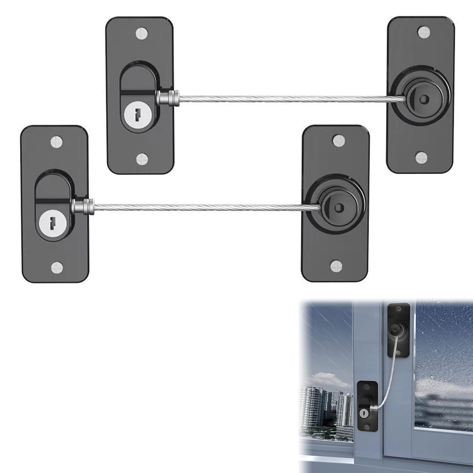 Pack of 2 Fridge Locks, No Drilling Fridge Cabinet Doors, Children's Safety Lock with 4 Keys, for Fridge Washing Machines and Doors