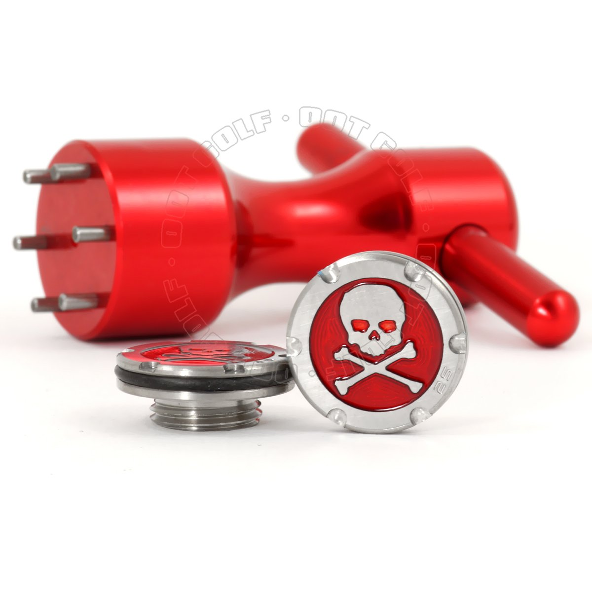 19th Hole Custom Shop 2 x 25g Deluxe Tour Style Weights for Scotty Cameron Fastback, Squareback and Roundback Putters Wrench, Skull, Red (Red)