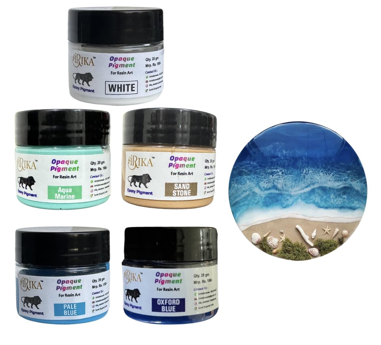 IRIKA Ocean Theme Opaque Paste Pigment Set for Resin Art - 5 Colors, 20g Each, Assorted