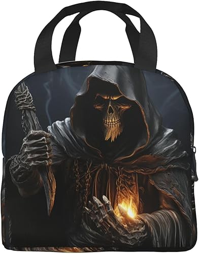 Miniatura 2 de Bolsa de almuerzo con estampado Grim-Reaper para mujeres y hombres, lonchera aislada, reutilizable, bolsa de almuerzo para viajes de oficina