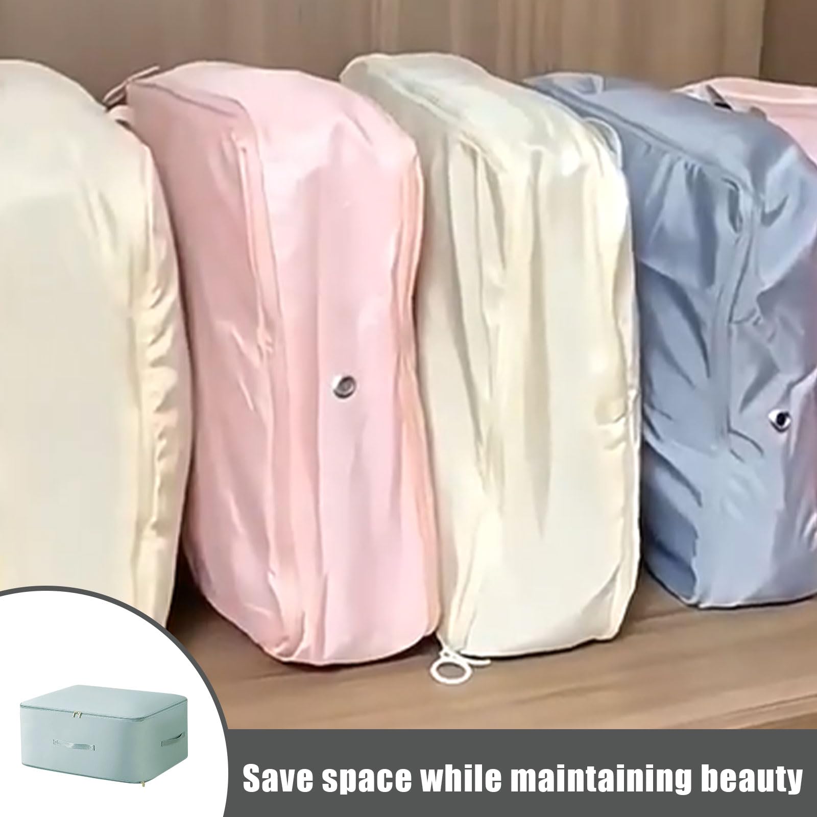 Sac Compression Couettes DONGZQAN Sac De Rangement Compressible XL - Pour Couettes, Vêtements - 54x42x60cm - Gris Organisateur Auto Compressant Couette