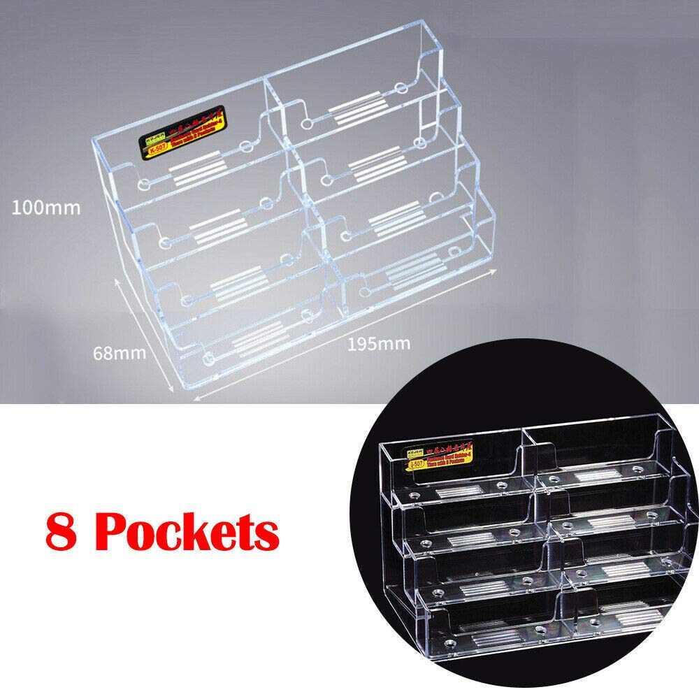 Vogueing Way Business Card Holder 8 Tiers Plastic Card Stand Organizer Clear Card Holder Display Desktop Clear Business Card Stands Countertop for Office - Image 2