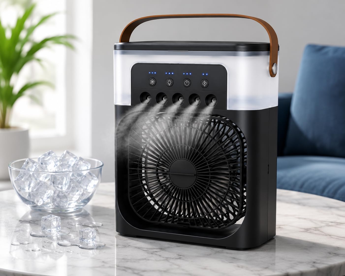 Air Cooler Fan with Water Tank, Portable Desktop Mist Fan, Black | USB Powered, Mini Humidifier, Personal Cooling, Compact Design, Table Top Use-image-46