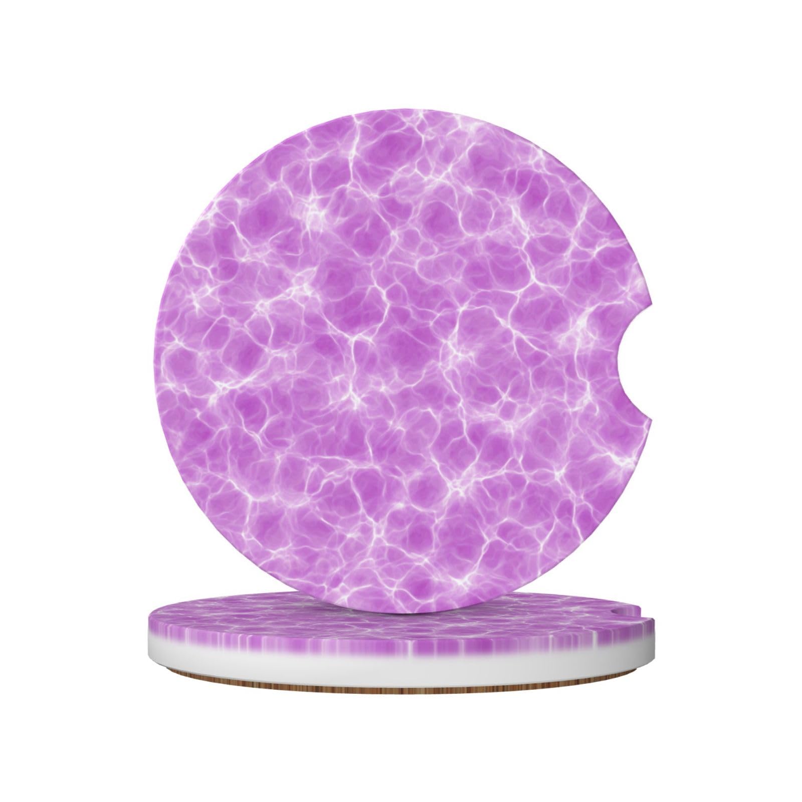 Sea Water Texture in Lilac Ceramic Coasters,2pcs
