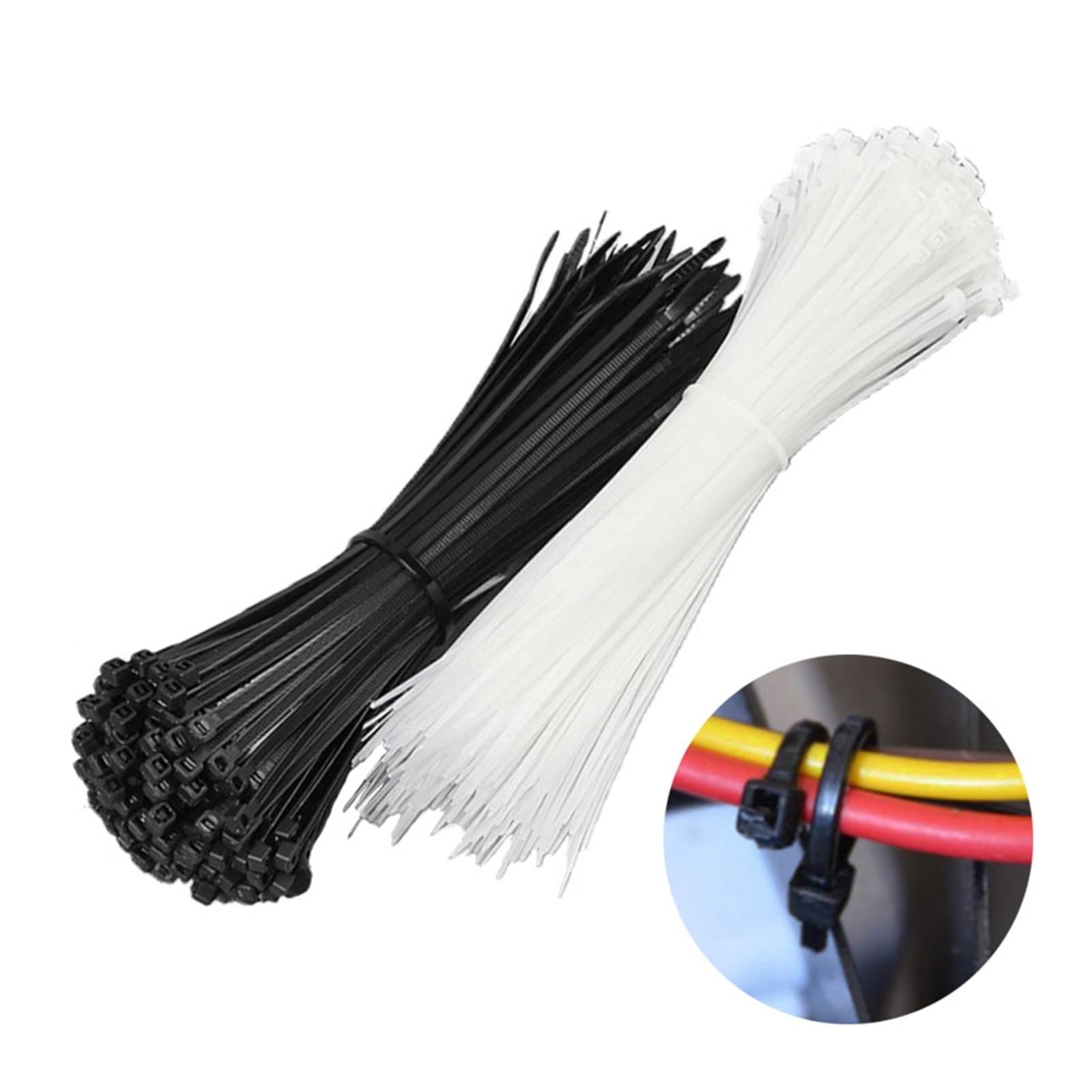 assortimento di Fascette per Cavi,Fascette per, Fascette for Cavi in ​​Nylon da 100 Pezzi Anello in plastica autobloccante Cinturino Nero in Seta(Black 100 PCS,2.5 100mm)