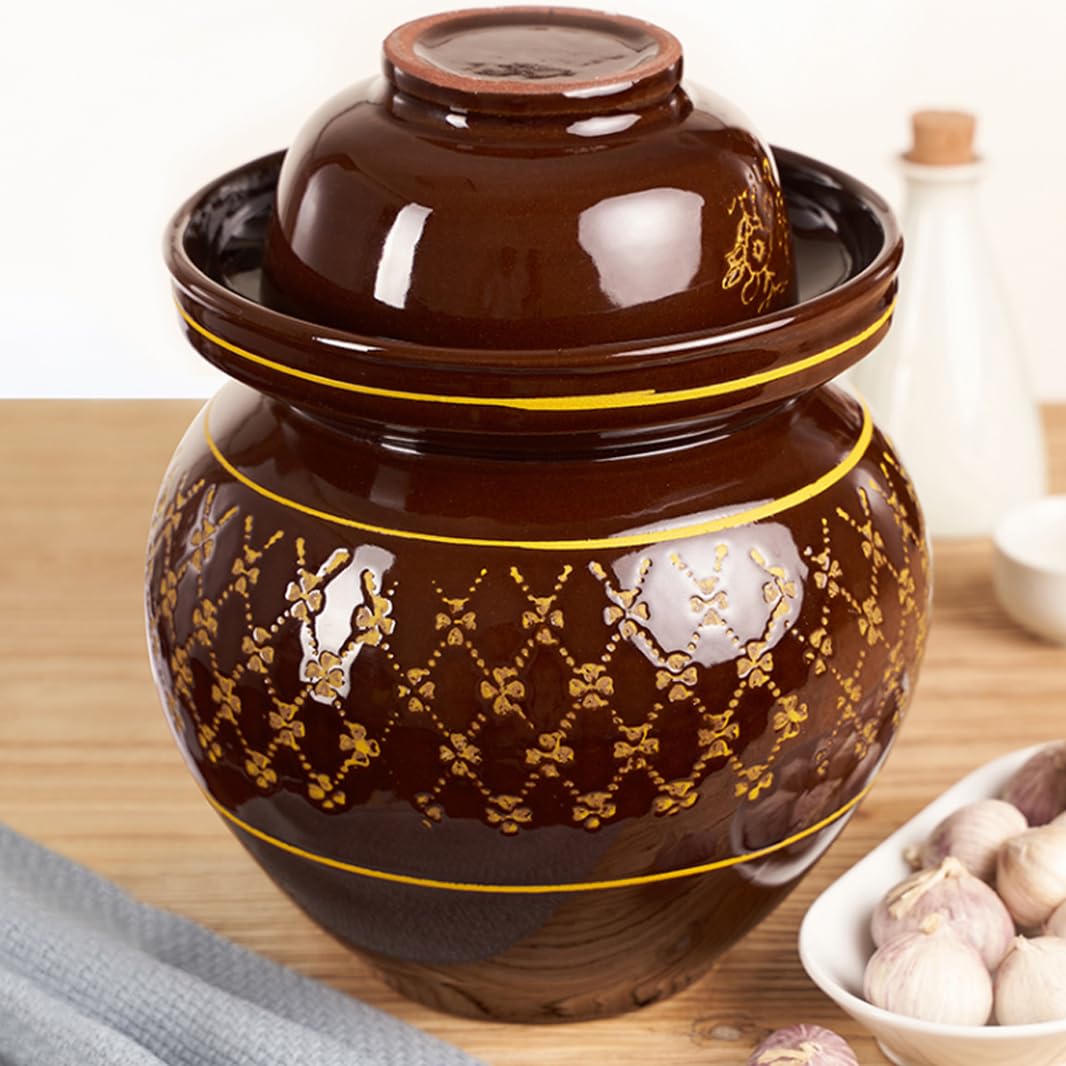 Ceramiczny słoik na marynaty z pokrywkami, duży tradycyjny chiński porcelanowy słoik do marynowania, ceramiczny garnek fermentacyjny z uszczelką wodną pokrywką śluzy powietrznej, garnek z kapustą
