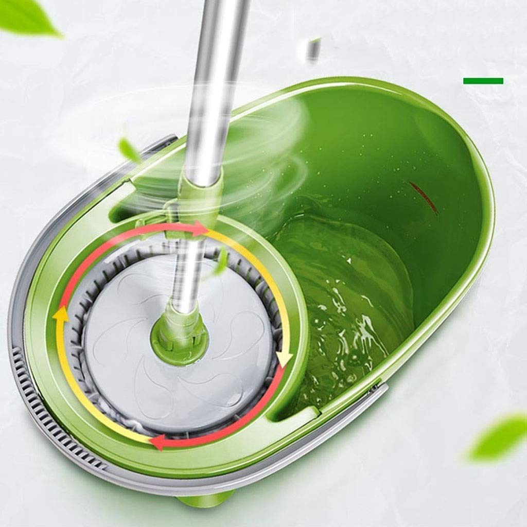 Fregona giratoria, fregona giratoria 360 de Acero Inoxidable, Sistema de Limpieza de Suelo de Cubo con recambios de Cabezal de Repuesto de Microfibra To Pursue Happiness
