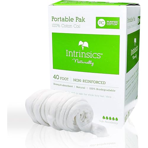 Intrinsics Portable Cotton Coil – 40ft Non-Reinforced, Organic Spun Cotton Roll, Esthetician Supplies for Perms, Skincare, Nails, and Salon Use
