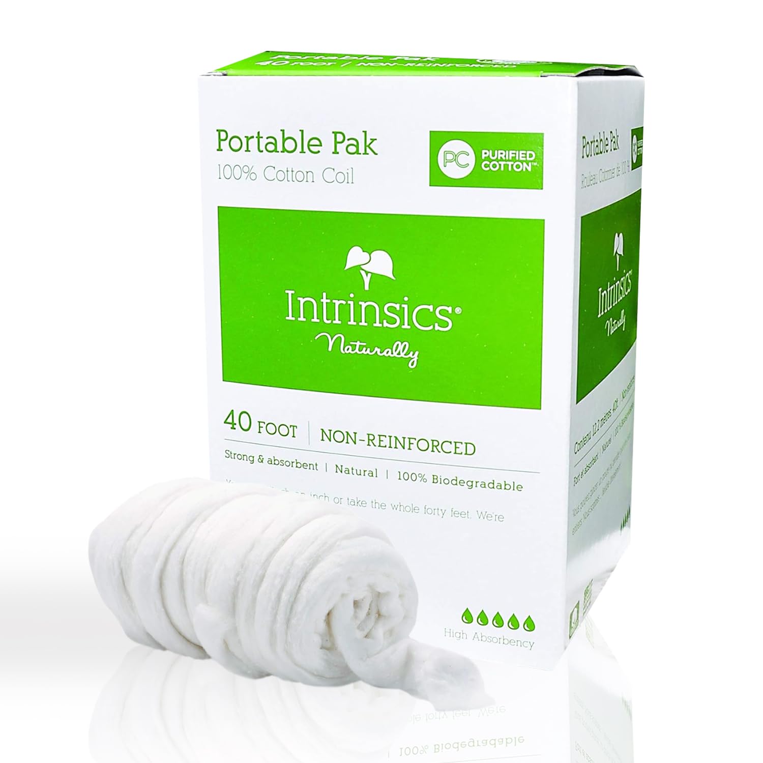 Intrinsics Portable 100% Cotton Coil โ 40ft Non-Reinforced, Organic Spun Cotton Roll, Esthetician Supplies for Perms, Skincare, Nails, and Salon Use