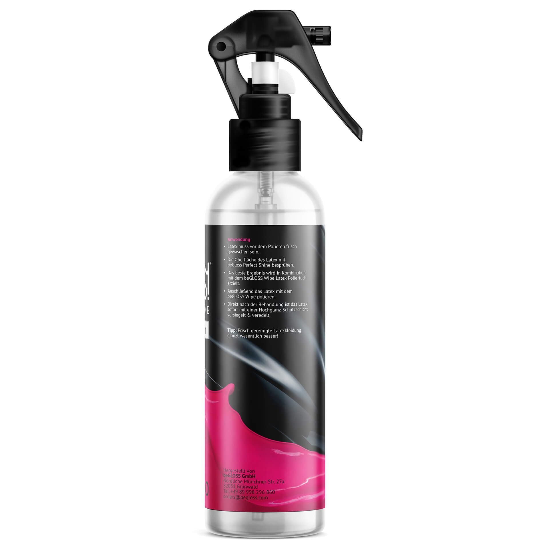 Latex Pflege PREMIUM SET - Latexpolitur Perfect SHINE SPRAY - Special WASH LATEX Waschmittel - WIPE Latexpoliertuch Small - Latexanziehhilfe EASY GLIDE SPRAY + UV & STORAGE Protection Spray