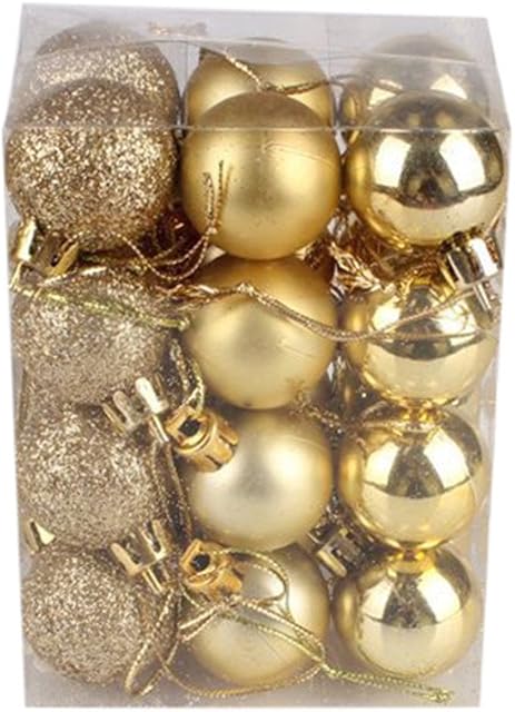 Christmas Baubles, 24/48 pcs Christmas Balls Ornaments for Christmas Tree Small Shatterproof Hanging Ball Baubles for Xmas Holiday Wedding Party Decorations Home Festival Decors (Gold 3cm/24PC)