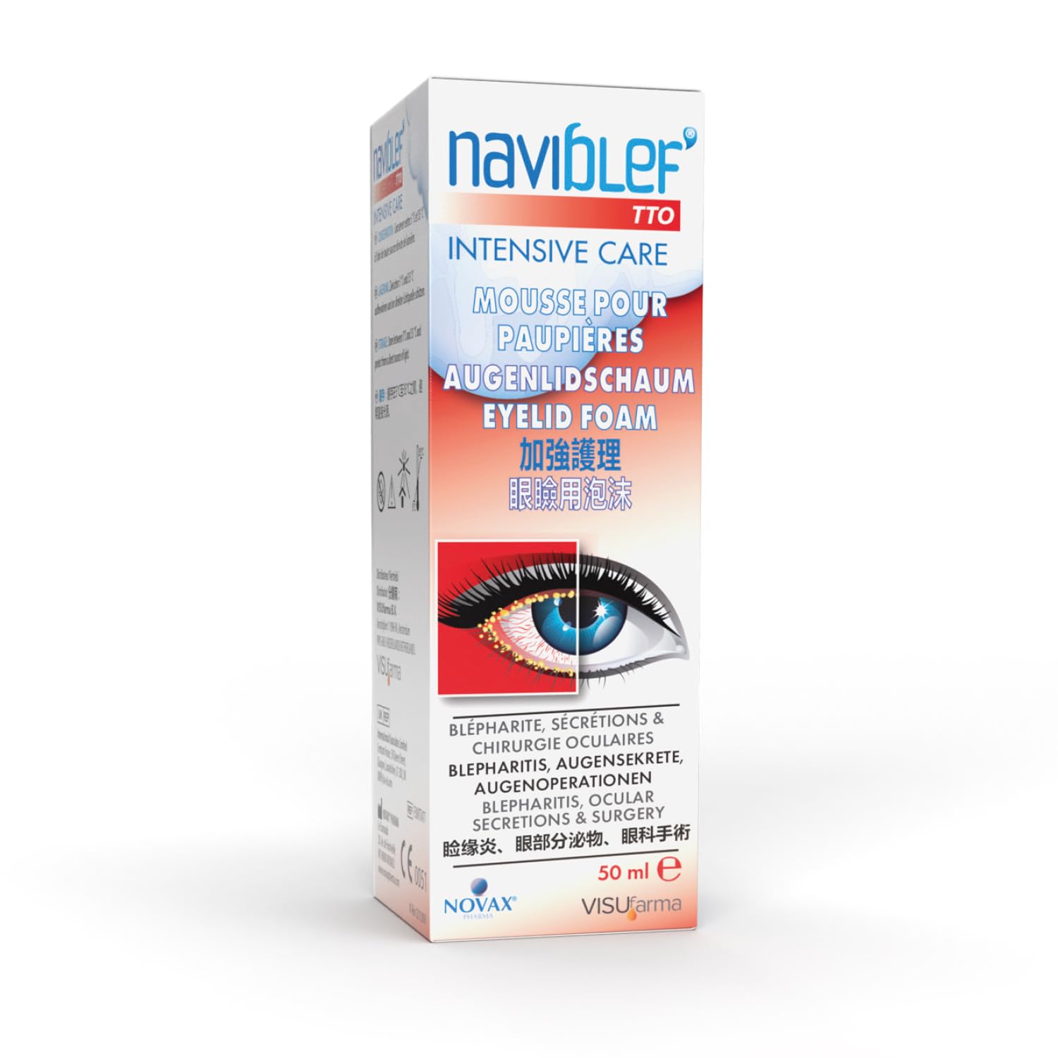 TTO Intensive Care Augenlidschaum – bei Blepharitis | 50 ml | mit Aloe Vera | intensive Hygiene für Augenlider und Wimpern | bei akuter Blepharitis und Demodex | Anwendung für 2 Wochen