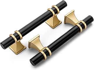 homdiy 10 Pack 3 Inch Black & Gold Cabinet Handles - Modern Cabinet Pull...