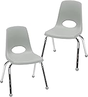 Vista 77 de FDP 13050-LG - Silla escolar apilable de 18 pulgadas, asiento apilable para estudiantes con patas de acero cromado y deslizadores giratorios