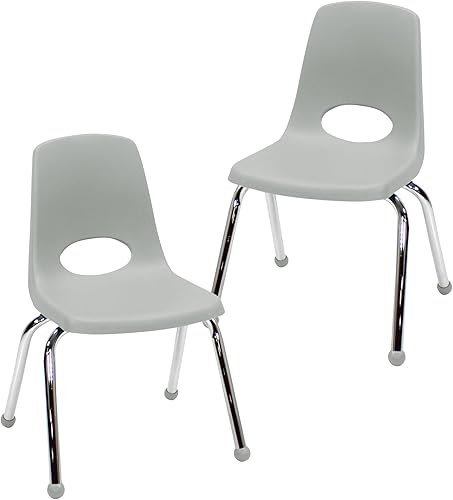 Vista 78 de FDP 13050-SF - Silla apilable de 18 pulgadas, asiento apilable para estudiantes con patas de acero cromado y deslizadores giratorios; para aula