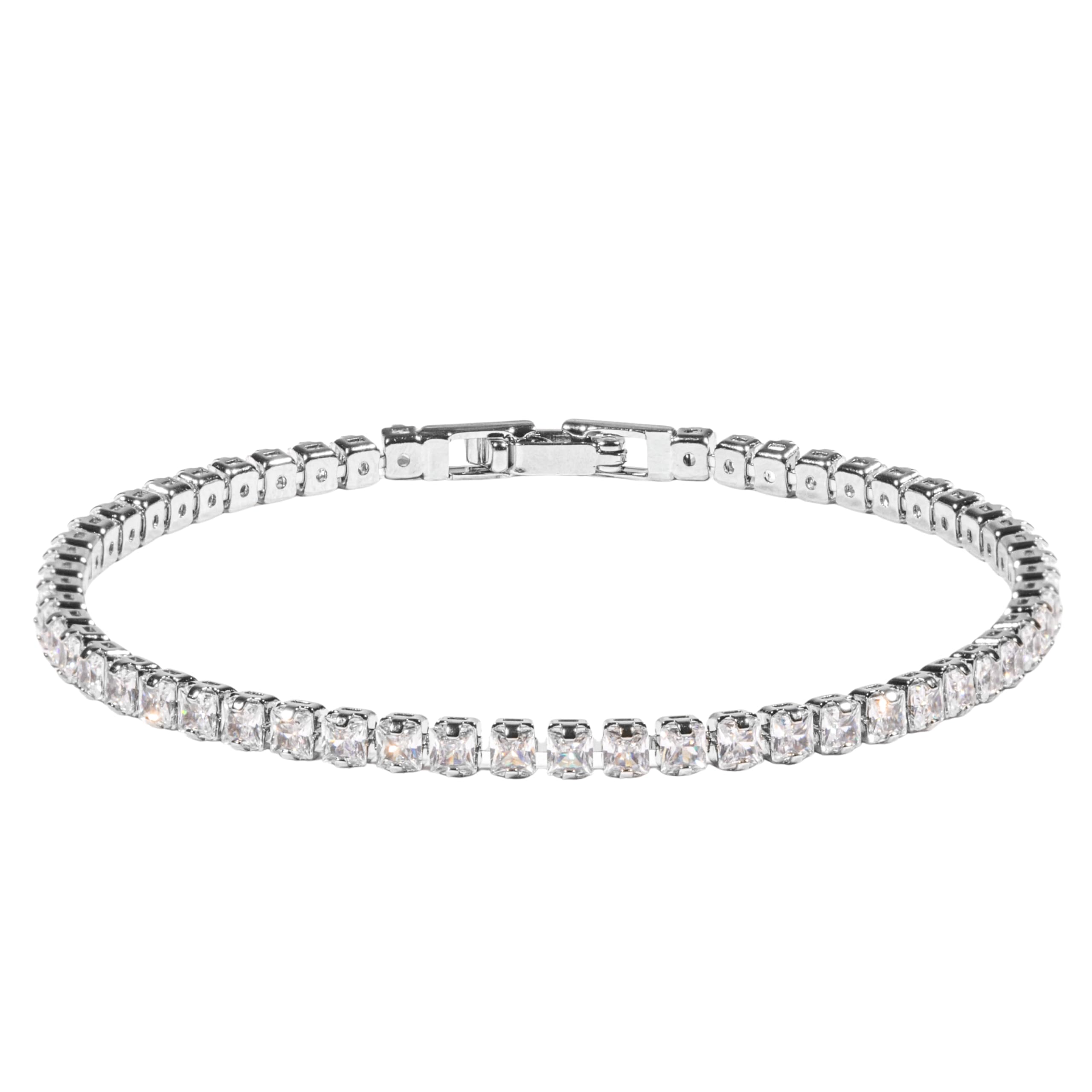 Princess Cut CZ Diamond Tennis Bracelet for Women Dainty Square Cubic Zirconia Silver Jewelry Gifts for Mom Graduation Mothers Day Gifts for Wife Daughter Sister
