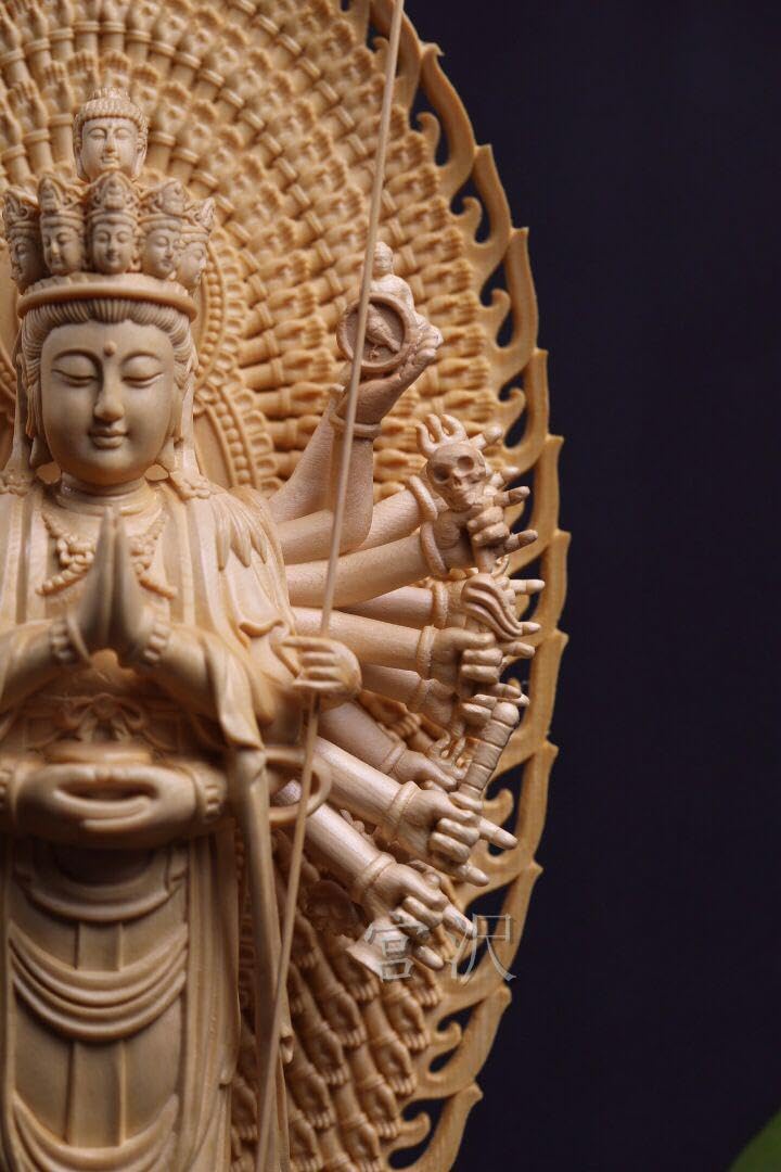 Amazon｜千手観音 極上品 木彫仏像 風水開運 供養品 観音菩薩 無病息災 