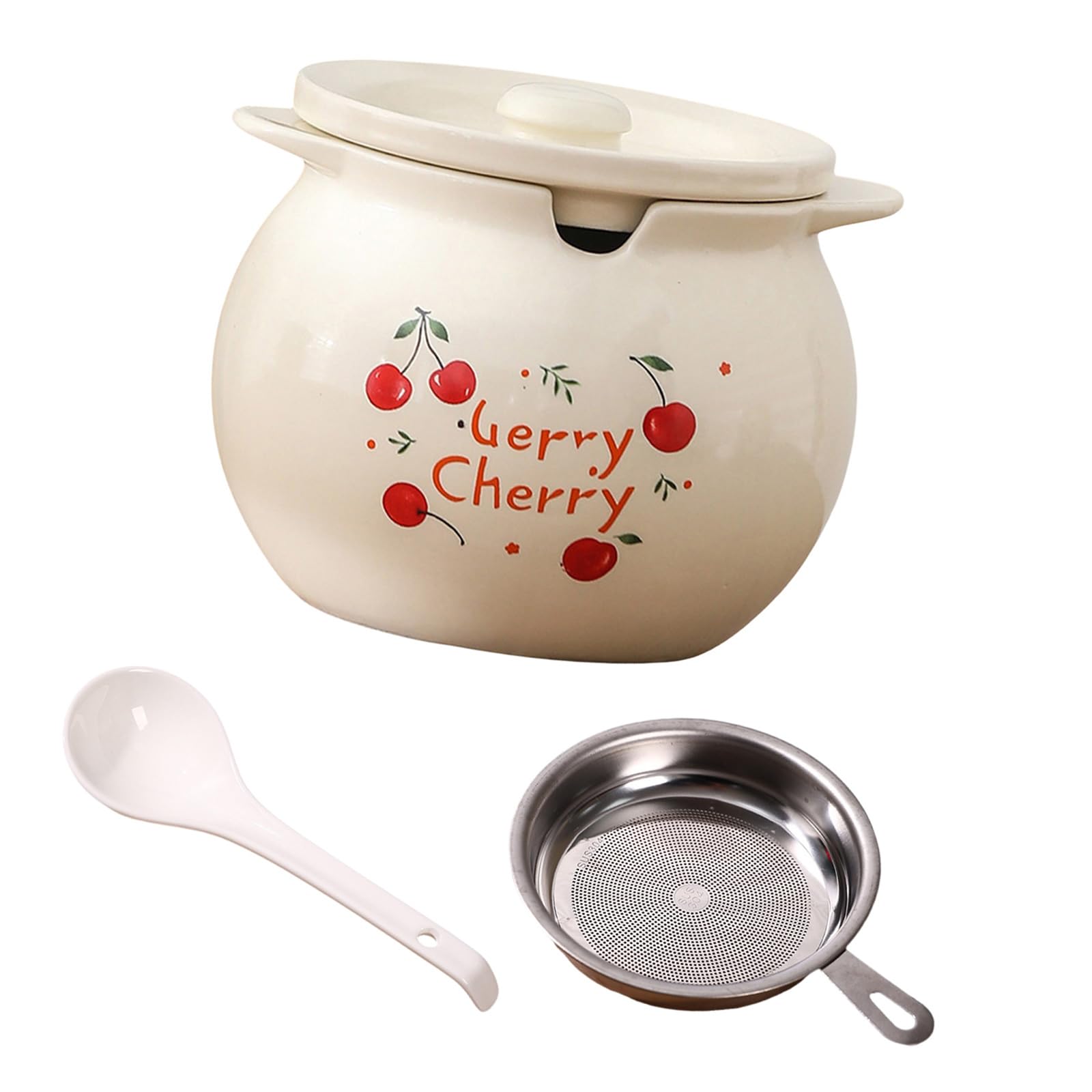 Xinsheinelry Capacity 1400Ml Ceramic Oil Dispenser with Filter and Comfortable Handle Bacons Grease Container Decorative Earthenware Oil Dispenser