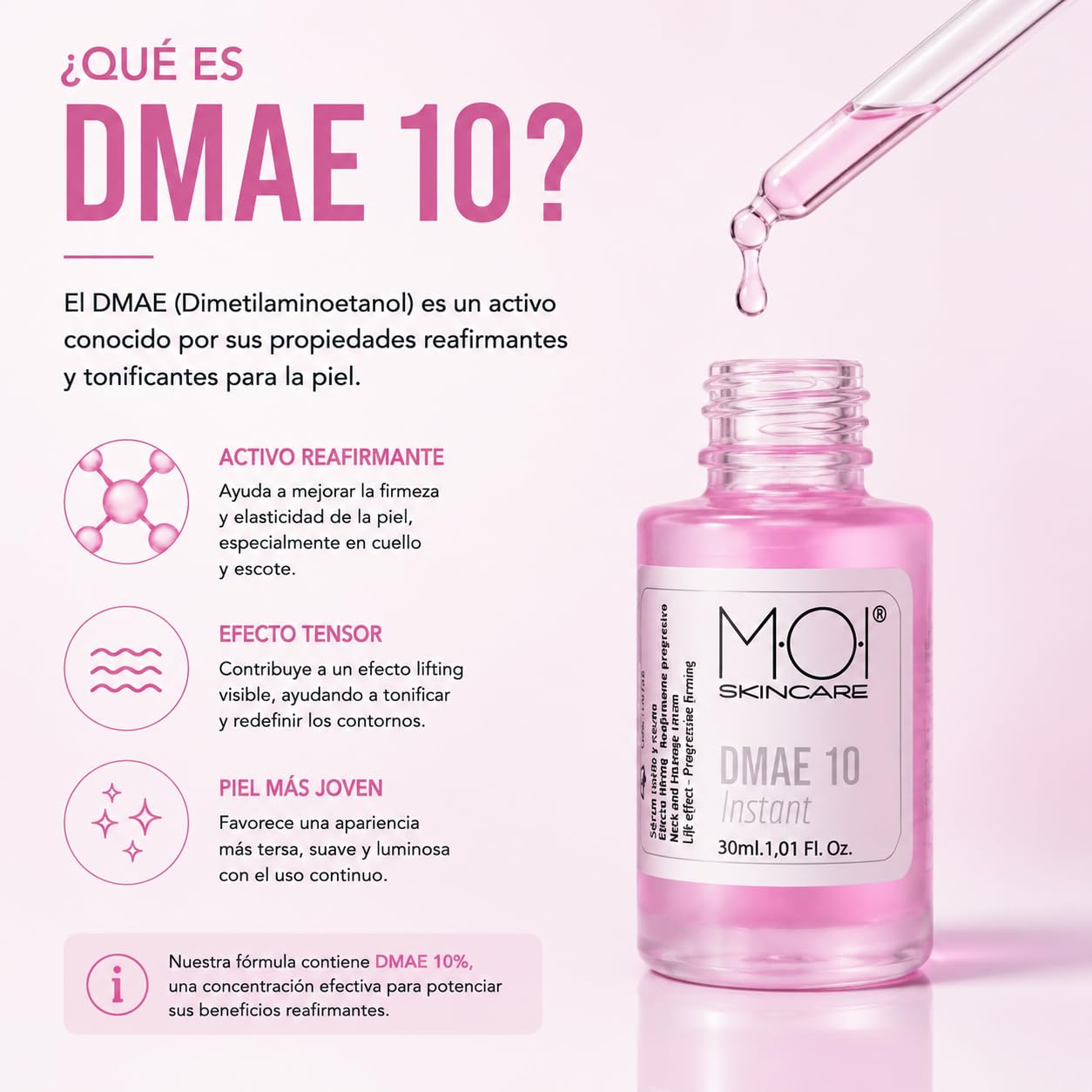 Sérum reafirmante cuello y escote DMAE 10 INSTANT efecto lifting 30ml M·O·I Skincare®