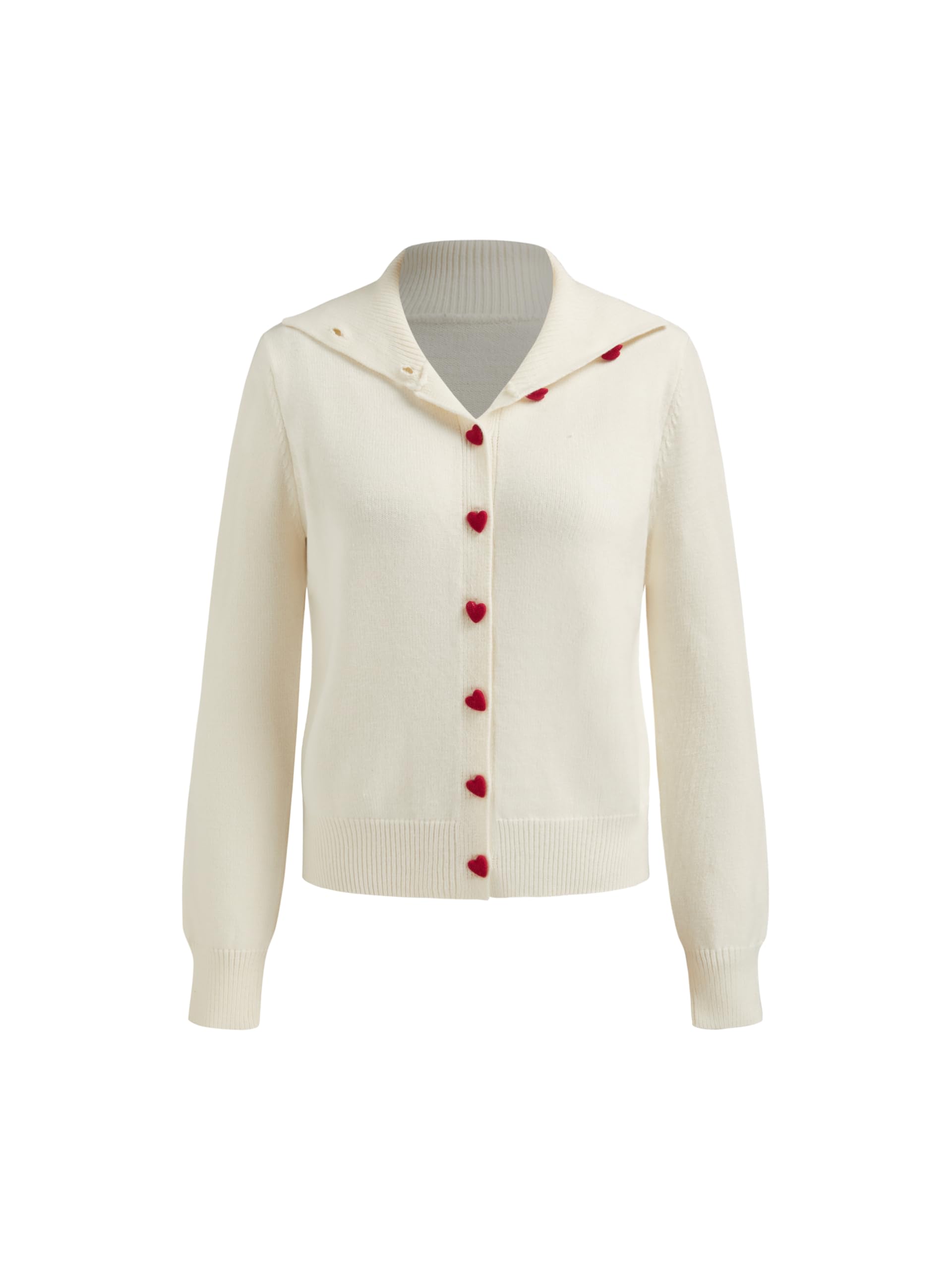 CIDER Cute Heart Button Cardigan Women Crew Neck Knit Sweater Fall Cardigan Long Sleeve Casual Classic Sweaters