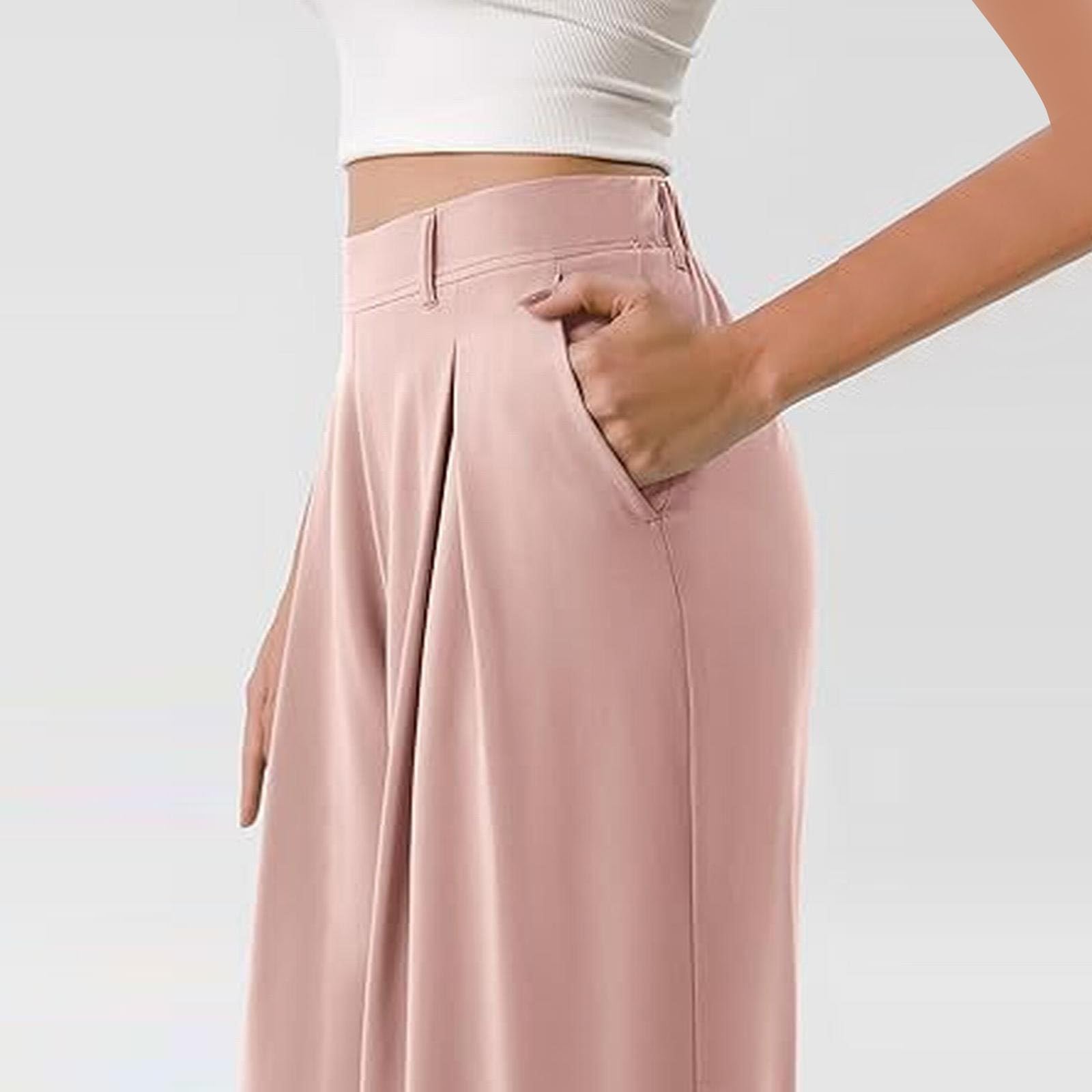 Palazzo - Pantaloni estivi da donna, leggeri, in tessuto, per il tempo | Pantaloni da lavoro leggeri e traspiranti, estivi, per tutti i giorni, per il tempo libero, gamba larga, vita alta