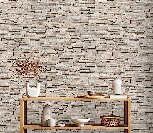 A.S. Création Travel Styles Non-Woven Wallpaper, Wallpaper with Natural Stone Look in Beige and Brown - Image 3
