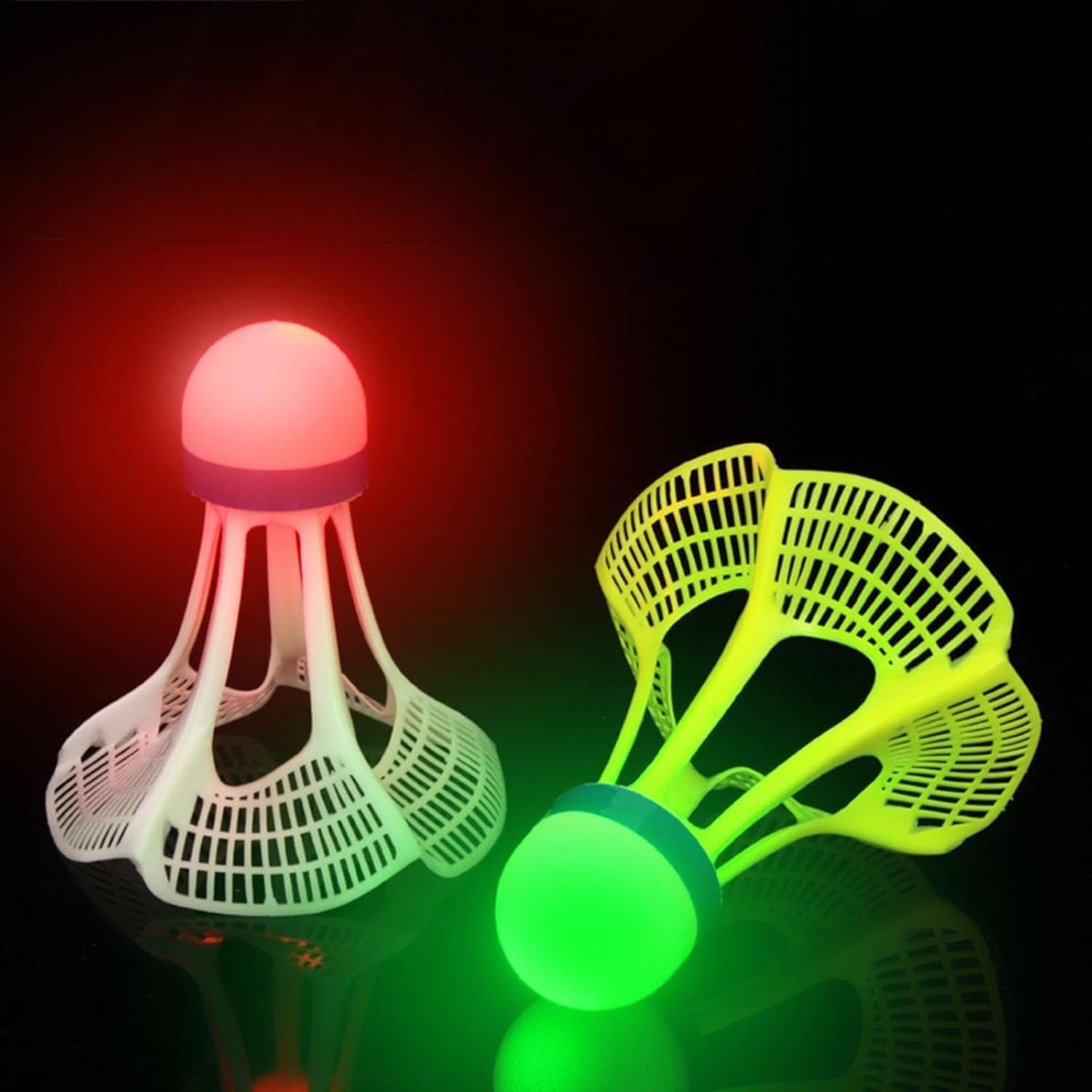 LED Light-Up Badminton Shuttlecock, Glow in The Dark Nylon Birdie with Bright Red & Green LED Lights, High Visibility Durable Shuttlecock for Night Play, Indoor Outdoor Training, Pack of 2-image-24