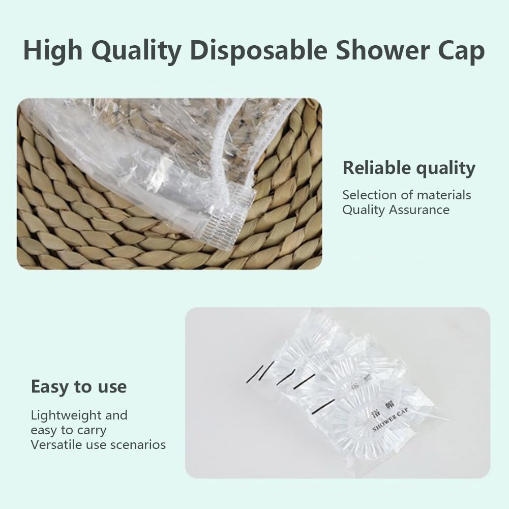 100 PCS Disposable Shower Caps Waterproof Plastic Shower Cap Individually Wrapped Clear Shower Caps Multi-Purpose Thickening Elastic Durable For Home Bath Hotel Travel