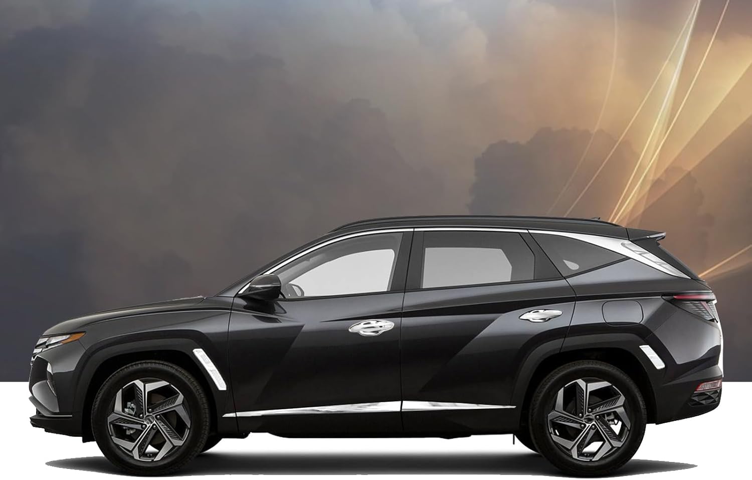 GZBFTDH Fit for Hyundai Tucson Body Side Door Molding Trim, 2022 2023 2024 Accessories Stainless Steel Chrome Parts 6PCS Set (Chrome - Silver)