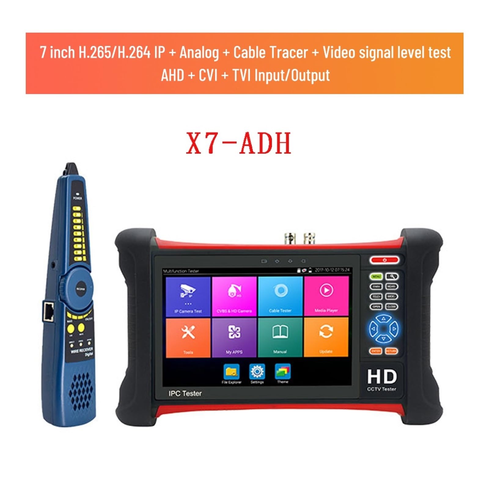 Supporto per tester CCTV per telecamera IP CCTV Tester Monitor IPC Tester POE 8MP TVI CVI SDI CVBS IP AHD Tester For Telecamera Monitor Con UTP TDR H.265(X7 ADH)