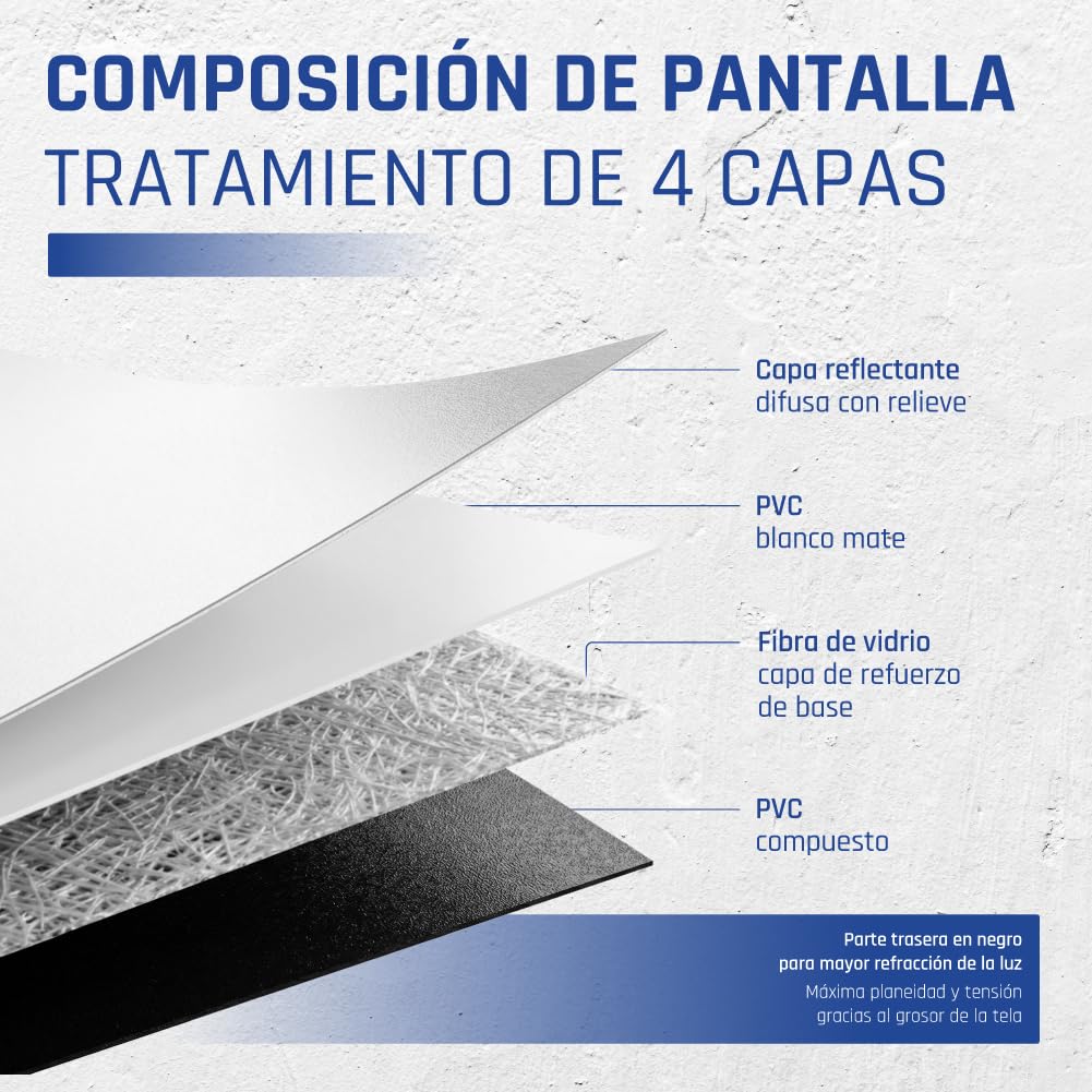 iggual Pantalla Proyección 92" Pulgadas Eléctrica Enrollable Tensionada -Panorámica 16:9 -Control de Pared y Mando Remoto Infrarrojo -Compatible hasta 8k y Cualquier Proyector(203x114 cm)