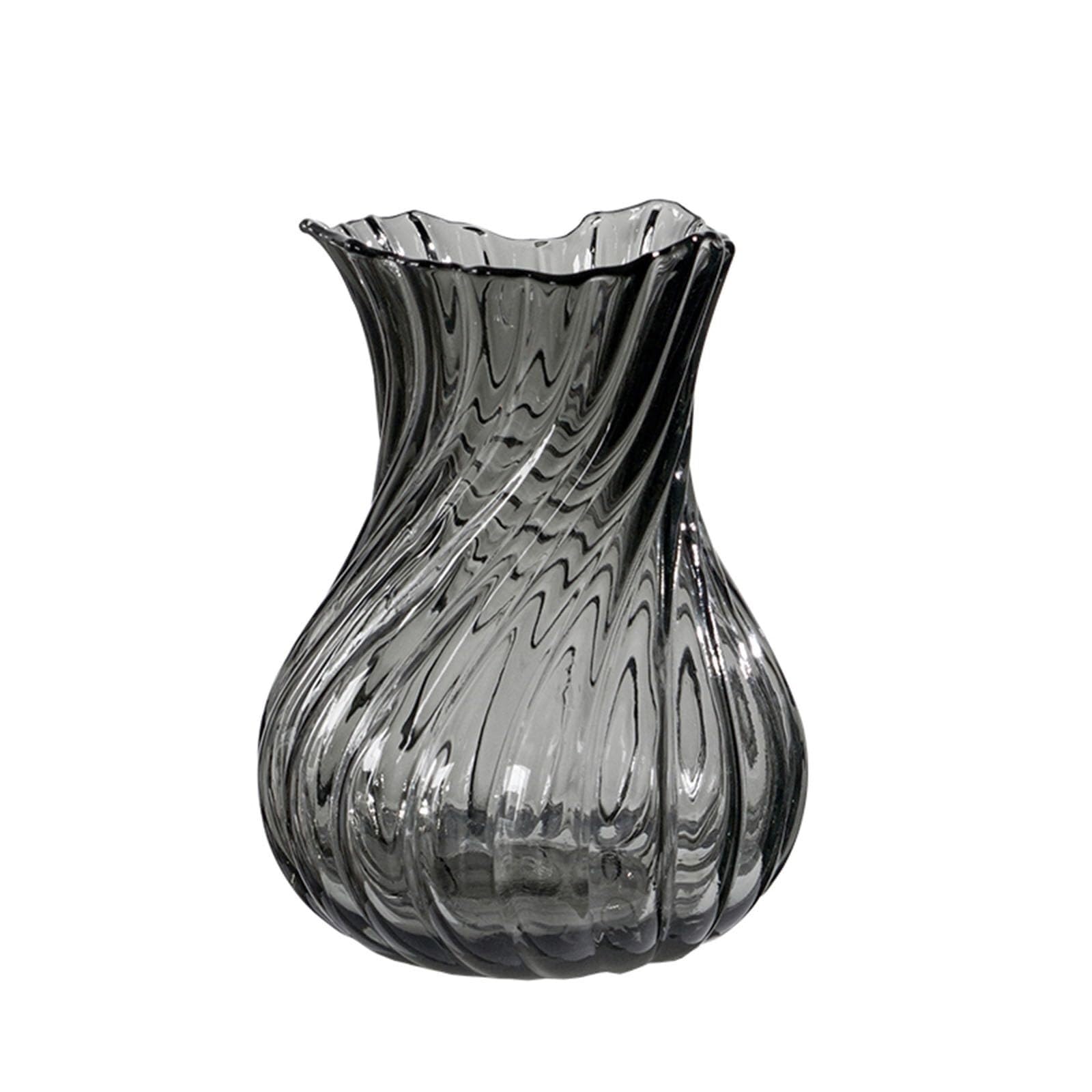 Entryway Decor Countertop Flower Vase Glass Decorative for Water-Raising Flowers Unique House Gifts(Grey,20CM)