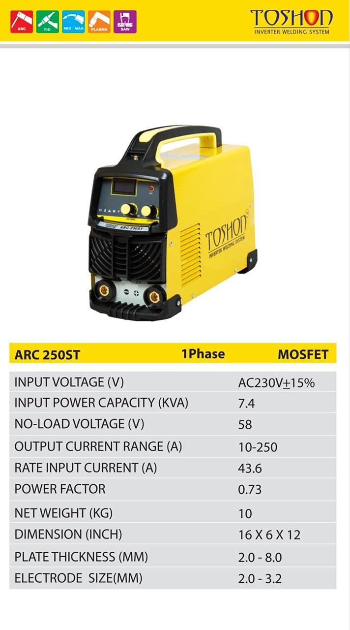 TOSHON ARC 250 Welding Machine 250AMP Single Phase with Standard