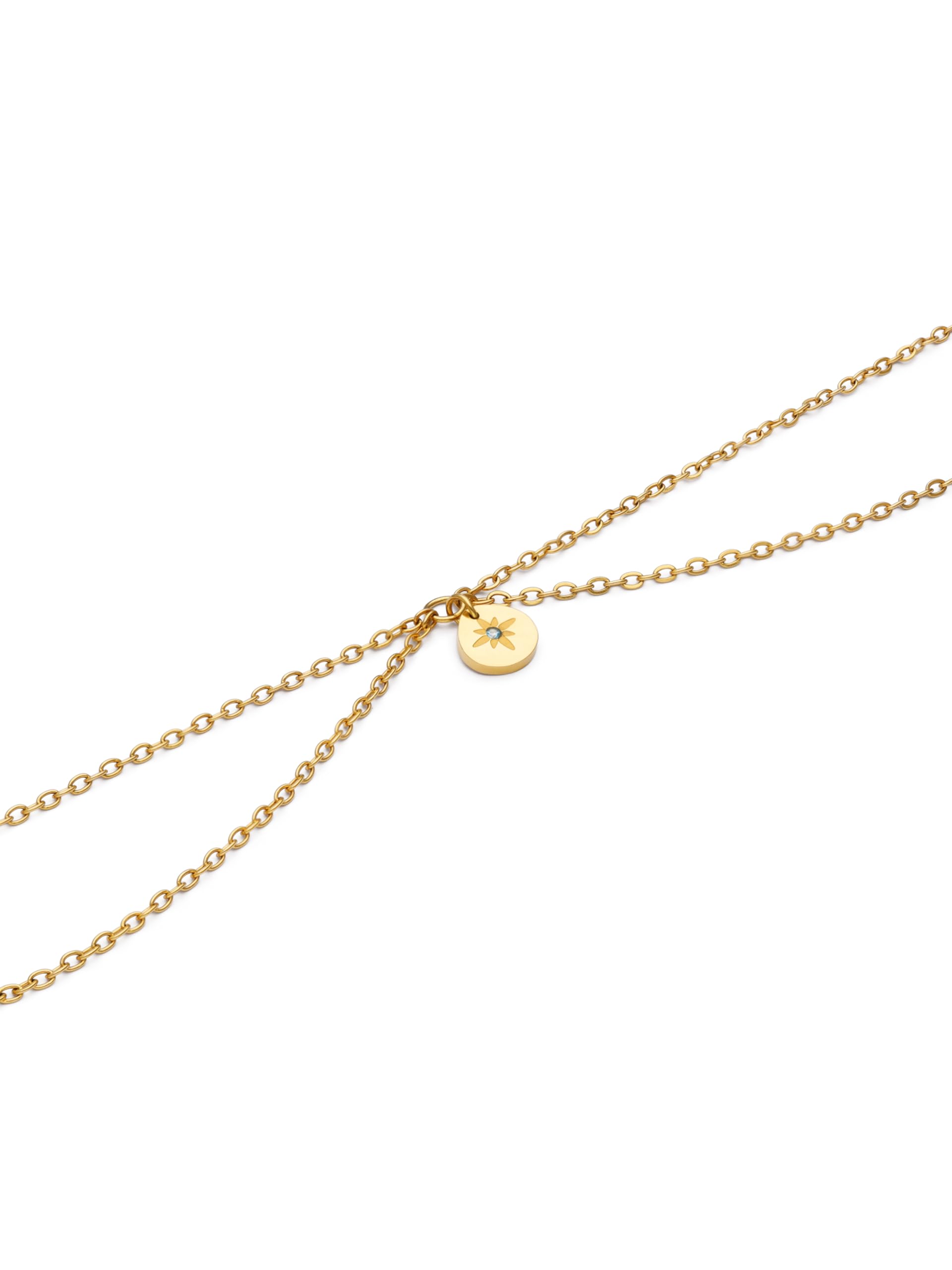 SINGULARU - Tobillera Boho Polar Star. Acero con Baño en Oro de 18 Kt y Circonita. Joyas Para Mujer.