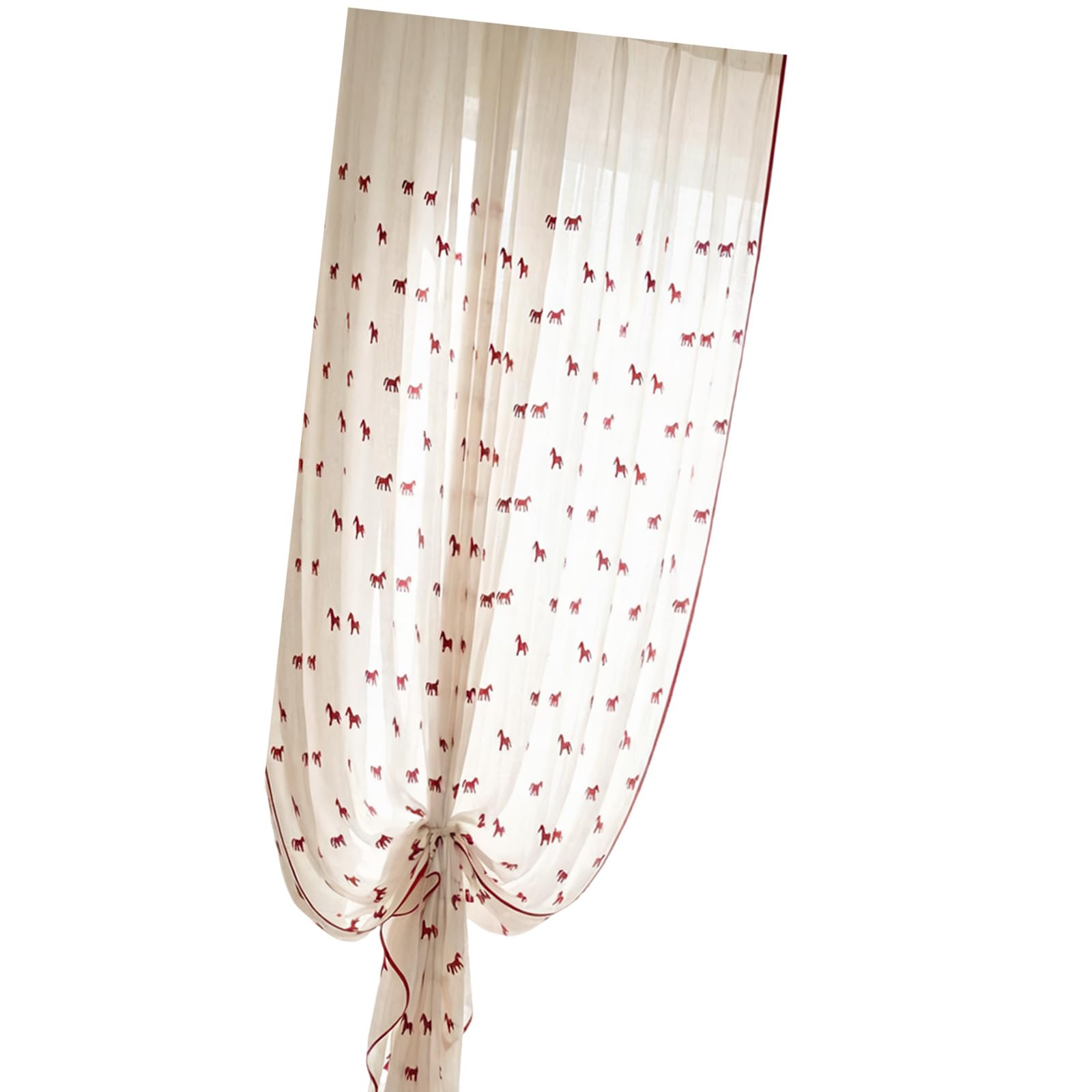 Jazuaiao Embroidered Red Horse Sheer Curtain Light Weight for Living Room Bedroom for Bedroom Living Room