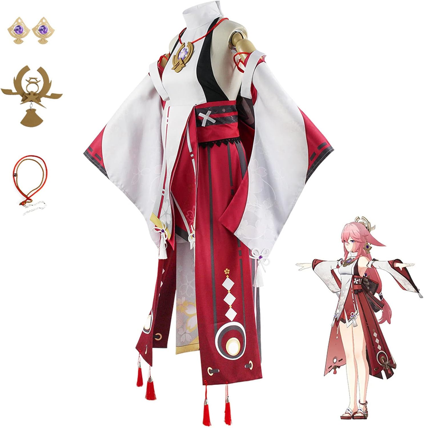 Mr.LQ Genshin Impact Yae Miko Cosplay Costume Guuji Yae Fancy Outfits ...
