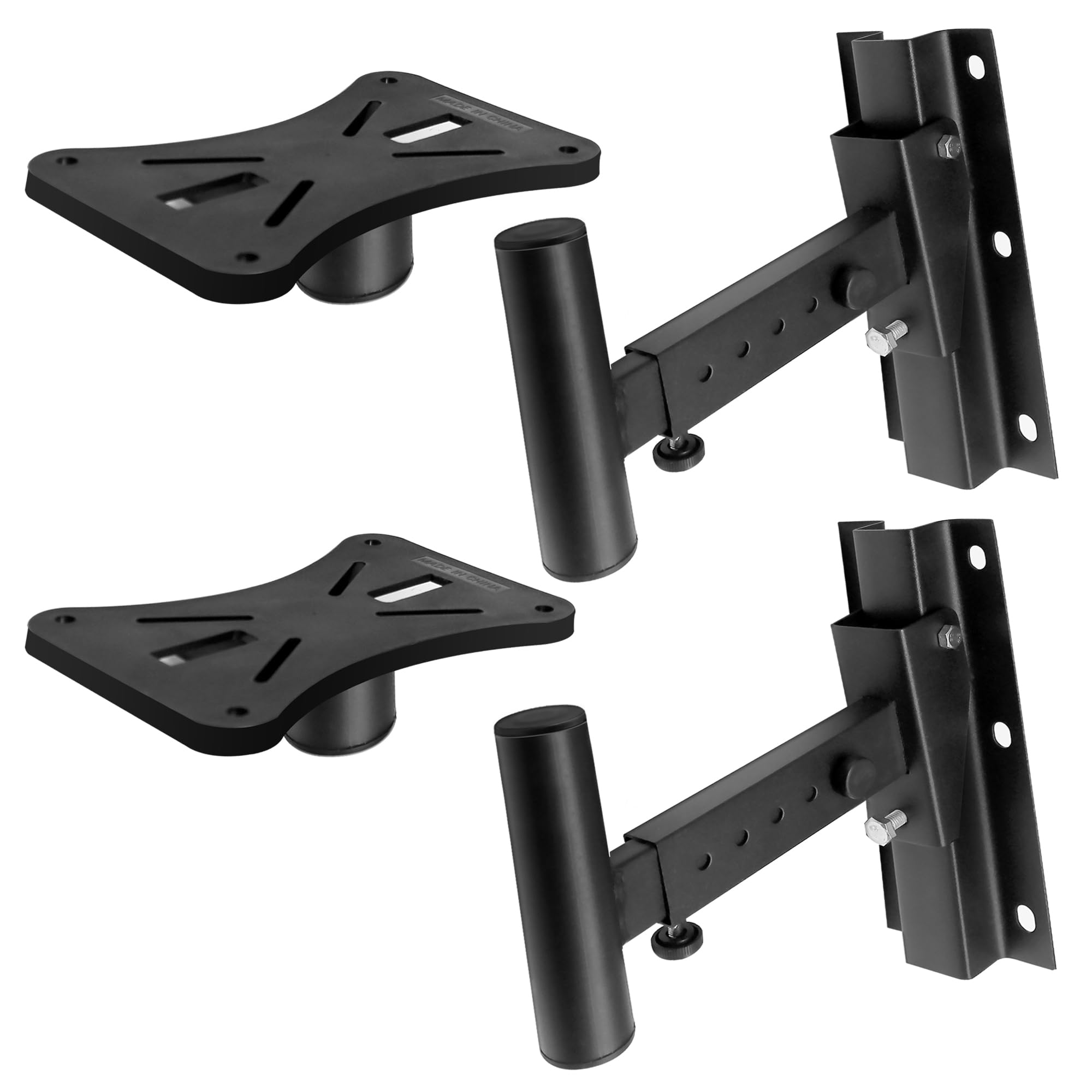 Pyle Support Mural d’Enceinte Universel – Paire Réglable Jusqu’à 31,7 cm du Mur, Inclinaison 90°-30°, Rotation, Goupille de Sécurité en Acier Solide – Fixation Murale Hi-FI/Home Cinéma