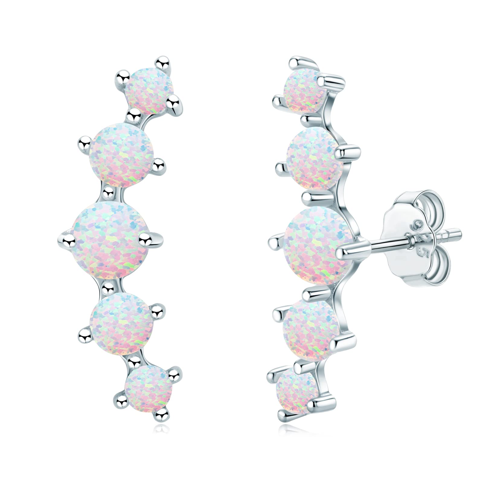 Opal-Ohrstecker für Frauen, hypoallergenes Sterlingsilber, Geburtsstein im Marquise-/Oval-/Rundschliff, Weihnachts- und Geburtstagsgeschenke für Frauen