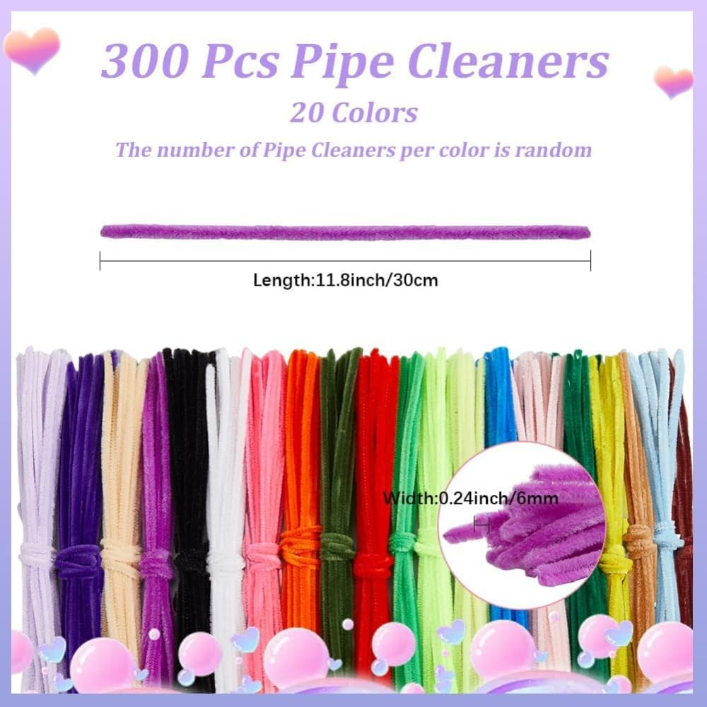 TGDGFKIAS Cure-pipes pour loisirs créatifs, Cure-pipes tiges de Chenille fourrure polaire for bricolage artisanat multicolore paquet 300 pièces