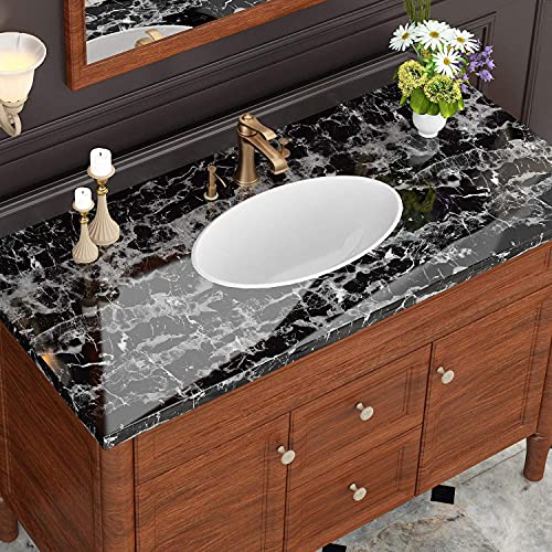 Image of WISDOM Peel and Stick Marble Contact Paper for Countertop - Vinyl Waterproof Self Adhesive Wallpaper (Black & White, 24 inchx100 inchinch)