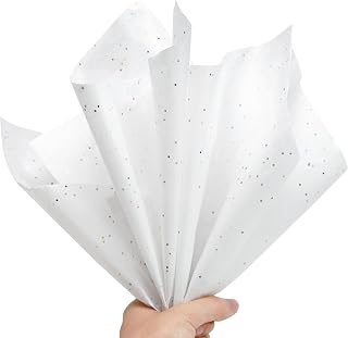 120 Sheets White Tissue Paper for Gift Bags, 20" x 14" Glitter Wrapping Tissue Paper for Birthday Party Wedding Art Crafts Decoration