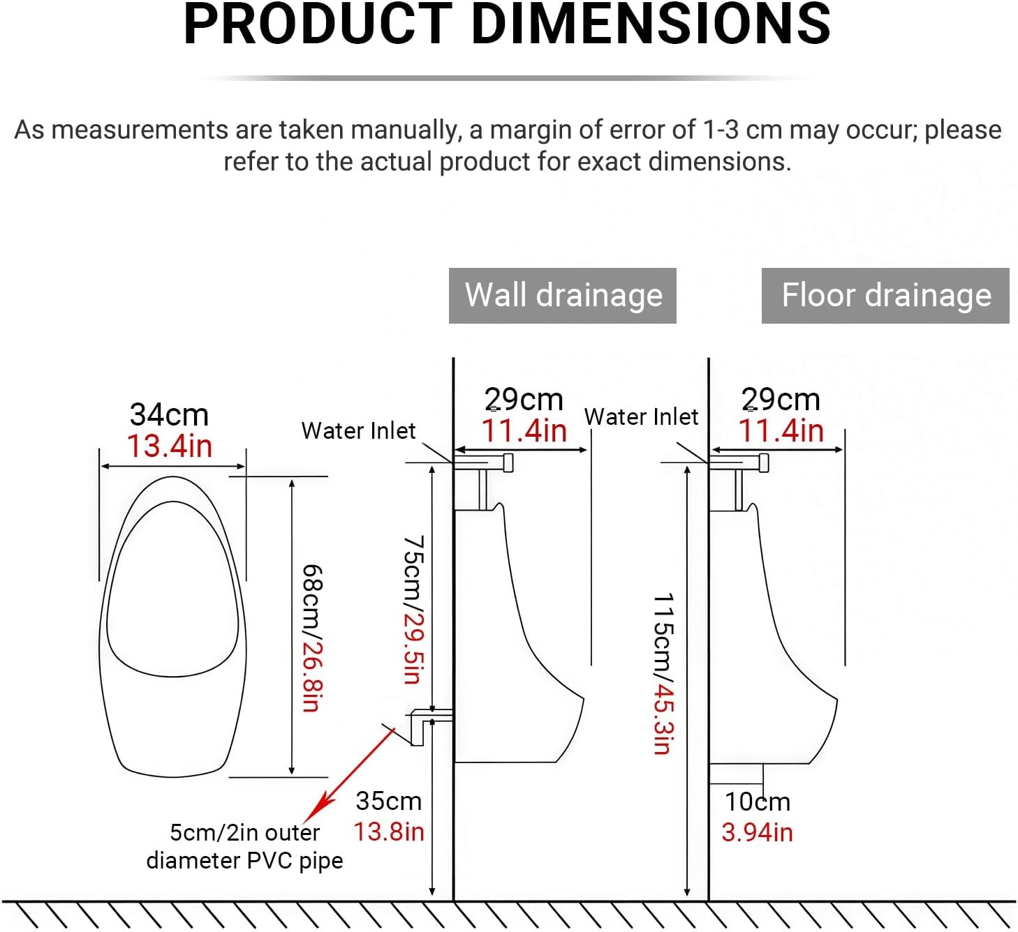Wall-Mounted Ceramic Urinal,Commercial Flushing Urinals,Ceramic Urinals for Men Spill,for Bathroom Commercial Hotel Garage Bar,Public Toilet(Floor-standing)