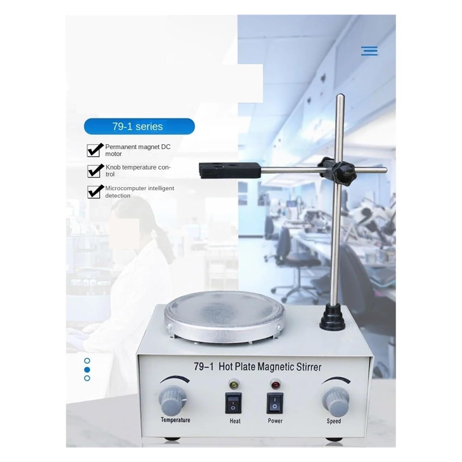 Agitador Con Calefacción Magnética 79-1, Mezclador De Control Dual Calentado Para Laboratorio Para Agitar, Placa Caliente 250W Que Evita La Intrusión Líquidos,para laboratorio