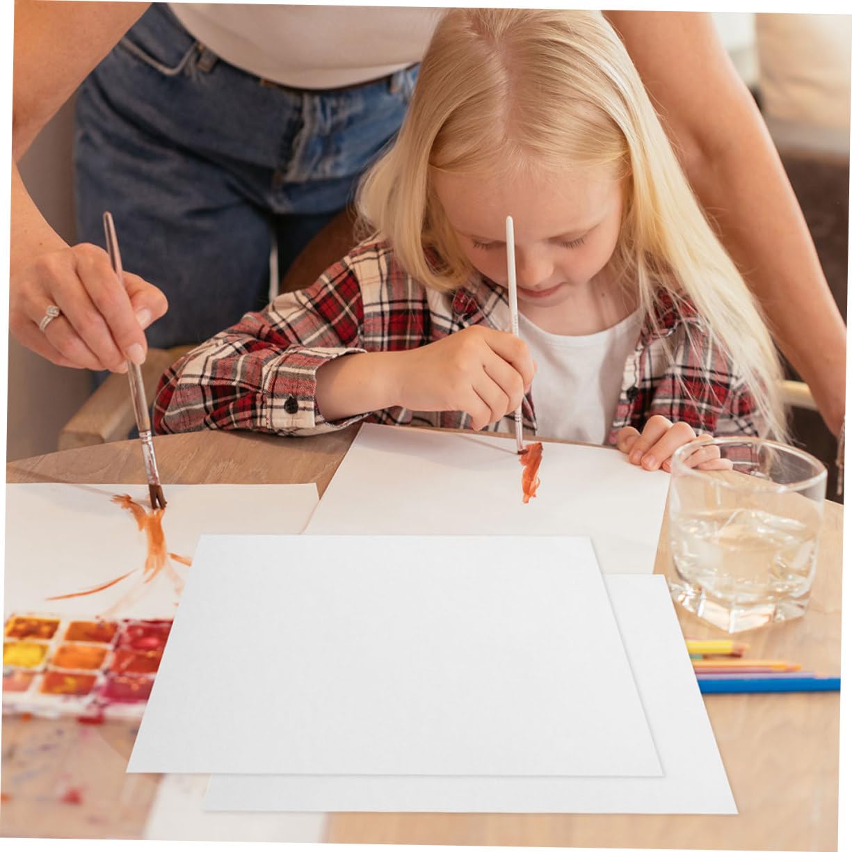 Weiße Aquarellpapier 100 Blatt Dickes Malpapier für Malerei | Glattes Malerpapier, Stabile Oberfläche für Vielfältige Techniken, Künstlerpapier im Praktischen Vorratspack