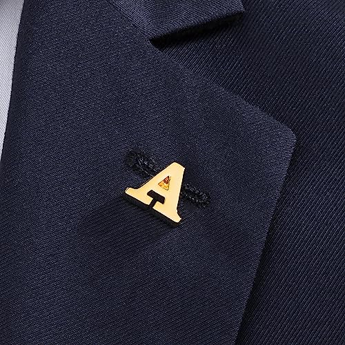 Initial Lapel Pin for Men Women, Brooch Pins for Men Suits, Metal Button Pins in 18K Gold and Silver Tone.4