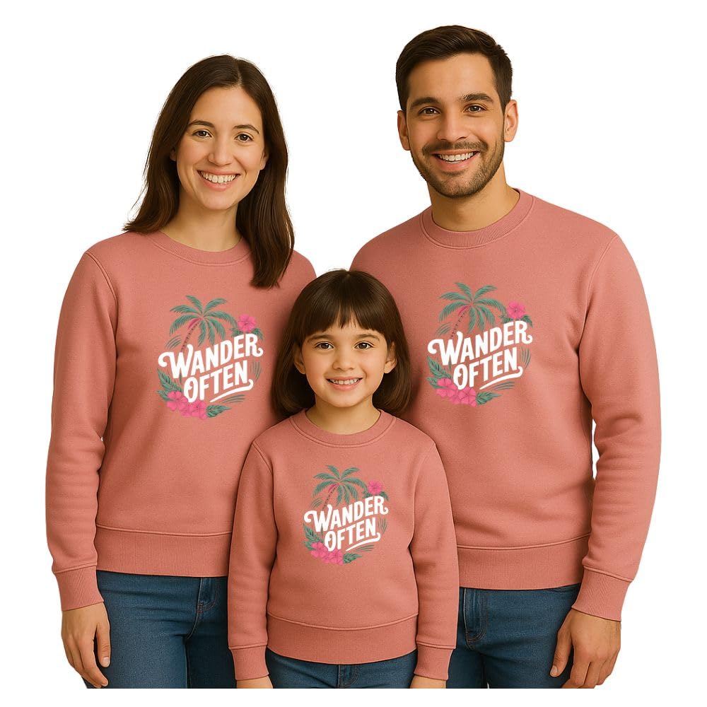 bouncy toonz Family Matching Sweatshirt Set – Wander Often Bold Graphic Pullovers for Mom, Dad & Kids – Stylish Casual Outfits for Family Photos, Trips (Family-SS-Wander)-picture-14