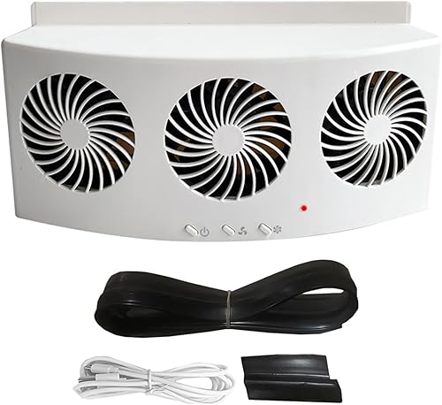 YOMTOVM Extractor de coche blanco, ventilador de ventana de vehículo, ventilador de refrigeración de coche de ventana con tres salidas de aire,