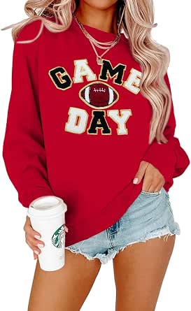 FLOYU Women Sunday Funday Sweatshirt with Football Graphic