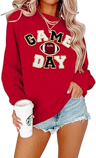 FLOYU Women Sunday Funday Sweatshirt Cute Football Graphic Pullover Game Day Weekend Tops Casual