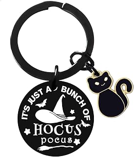 Halloween Gifts for Women Hocus Pocus Decor Gifts Halloween Keychain Black Cat Keychain Gifts Halloween Basket Stuffers Party Favors Hocus Pocus Decorations for Horror Movie Cat Lovers Gifts